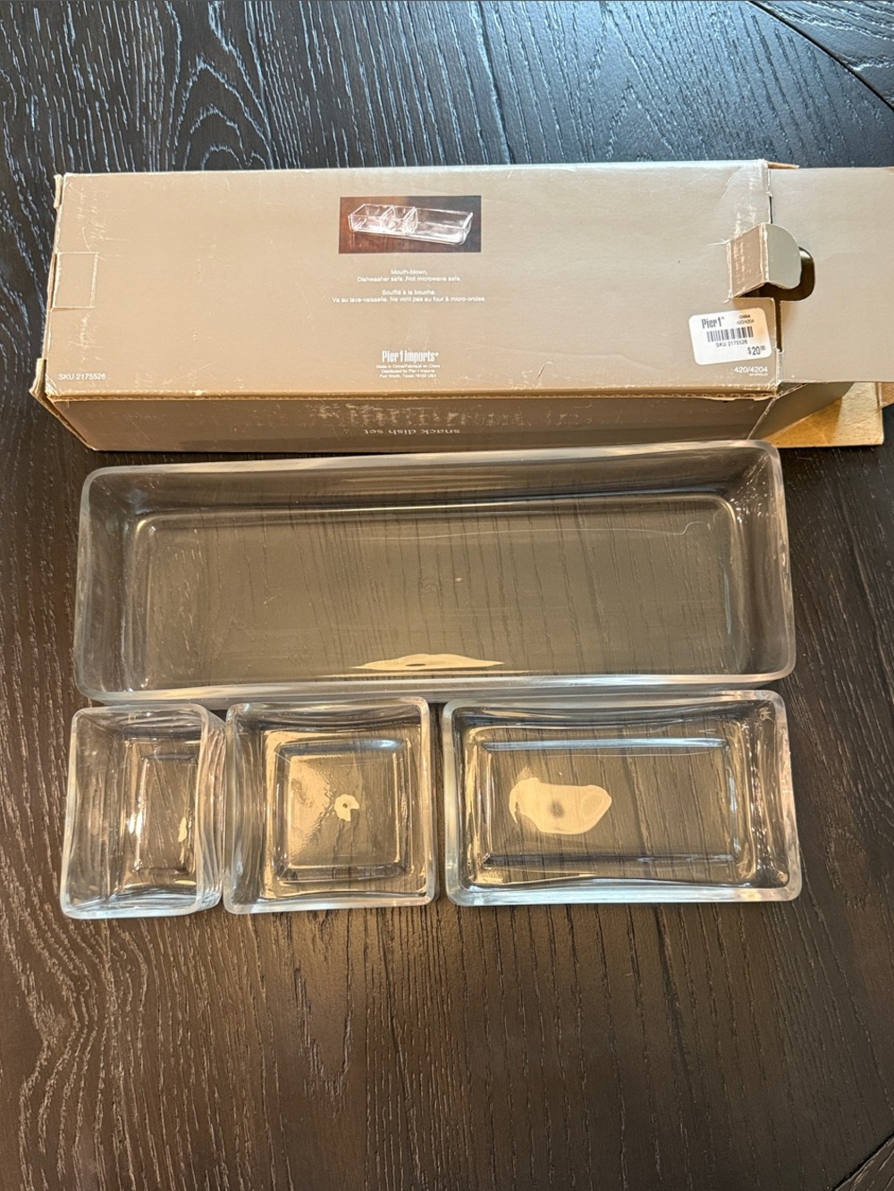 Vintage Pier 1 imports serving set olive, nut, entertainment servers 4 piece